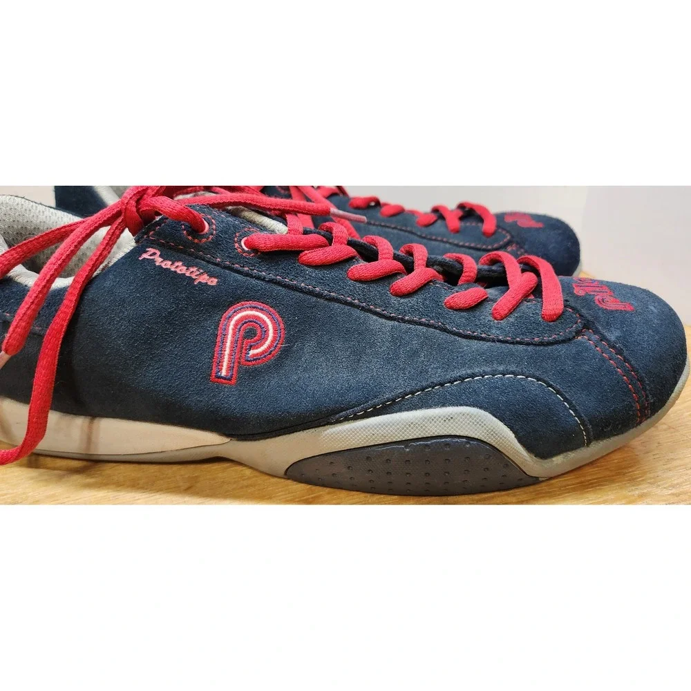 Piloti Prototipo Navy Blue Suede Red Driving Shoes Mens Sneakers Low Top